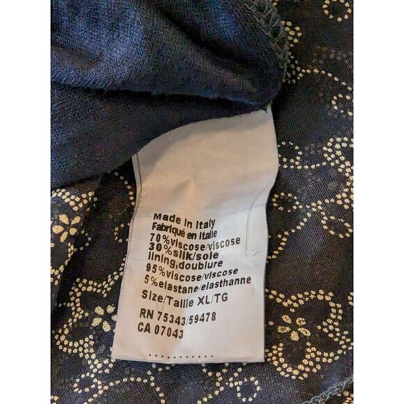 ROSEMARINE Silk Blend Dress XL Blue White Floral Tiered Boho Hobo Prairie Italy - Picture 6 of 6